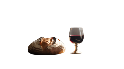 A symbolic representation of bread and wine, conveying a sense of reverence and tradition.
