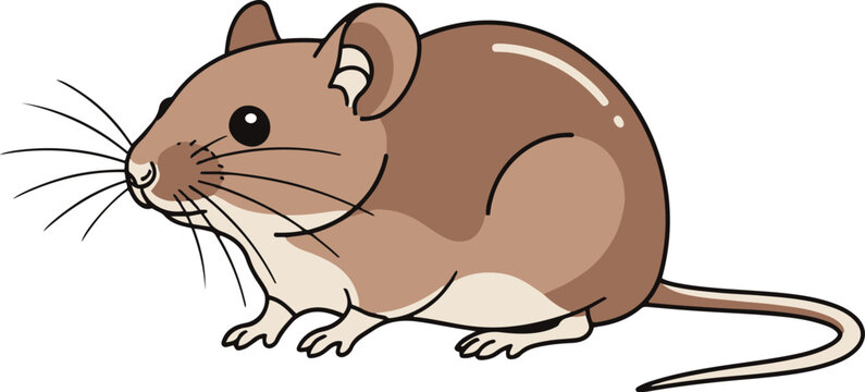 A pixel art illustration depicting a small brown mouse in a side profile view. Its whiskers are visible, and it appears alert.