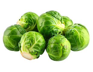 Fototapeta premium Fresh Brussels sprouts isolated on transparent background