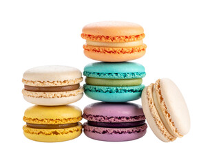 Colorful macarons isolated on transparent background png christmas