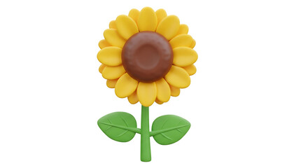 Obraz premium Cartoon sunflower isolated on transparent background