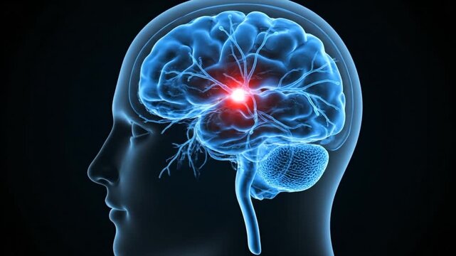 3D Medical Illustration of a Malignant Brain Tumor. Neurology Concept. 