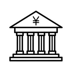 Minimalist Financial Institution Illustration Featuring Yen Currency Sign