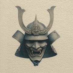 Samurai helmet mask illustration