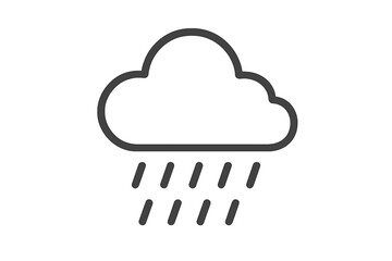 Minimalistic rain cloud icon with falling rain drops, simple line art for web design, apps, banners, social media, and graphic projects, vector cartoon illustration transparent background