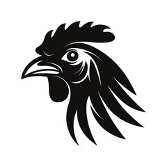 Chicken head silhouette profile with comb for banners and advertisements