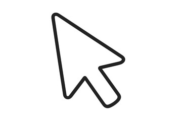 Mouse cursor pointer arrow icon for web navigation. Click and select symbol for computer interface. Simple black line vector illustration for UI and UX graphic design element.