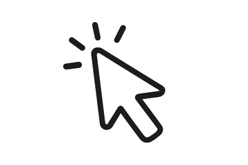 Cursor icon click vector. Mouse pointer arrow symbol. Click here sign. Web internet button. Press or push concept for UI UX design. Computer graphic element isolated.