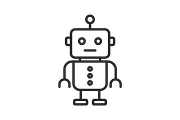 Obraz premium Simple linear robot icon, editable stroke, minimalistic robot pictogram design for cards, apps, banners, social media posts, vector cartoon illustration transparent background
