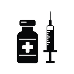 Minimalist Healthcare Illustration Featuring Syringe, Vial, and Plus Sign