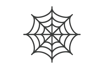 Spiderweb icon, cobweb symbol. Vector cartoon illustration. Halloween spooky linear graphic element. Simple scary arachnid net trap sign. Minimalist outline design concept.