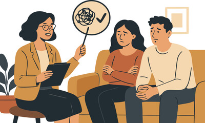 Couple therapy session vector illustration mental health support and relationship counseling vector