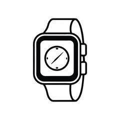 digital watch Icon with Compass Display Isolated on White Background
