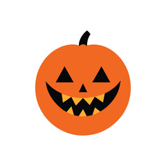 Orange Halloween Jack O’ Lantern Face Isolated on White Background 