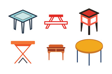 set of chairs and tables