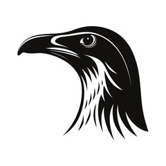 King penguin head silhouette with curved beak banner design