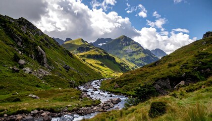 Obraz premium Mountain valley with a stream