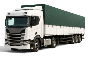 White green truck isolated on transparent background