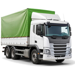 White green truck isolated on transparent background