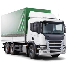 White green truck isolated on transparent background