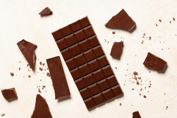 Sweet chocolate bar on white background