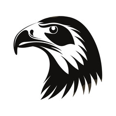 Sharp beaked raptor bird head silhouette for banners