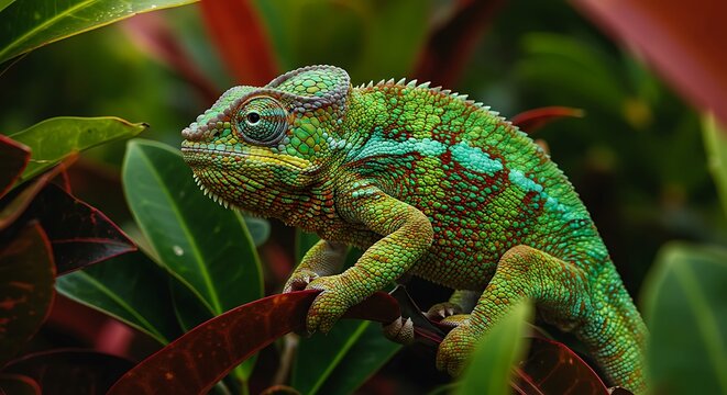Chameleon Blending with Leaves