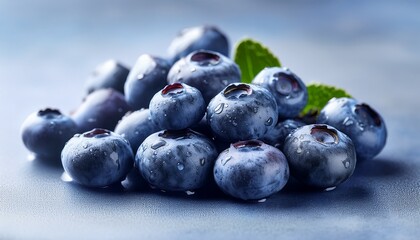 Close Up Of Fresh Blueberries On Neutral Background