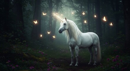 Unicorn in an Enchanted Forest