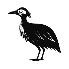 Bold silhouette of a large flightless bird in motion