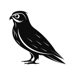 Large owl silhouette profile on white background
