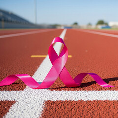 Sports and Fitness Support for Breast Cancer Awareness Month Start Line Symbol of Breast Cancer