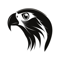 Profile silhouette of a small parrot head with curled feather detail