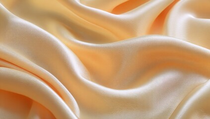 Fototapeta premium Draped peach silk fabric texture, studio shot, soft light background, textile design