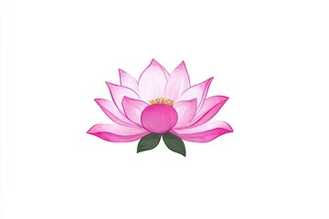 Fototapeta premium Delicate pink lotus flower illustration.