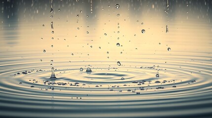 Cinematic Rain Droplets Falling into Pond for Nature Backgrounds and Posters”