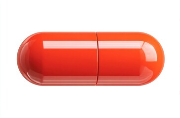 Red capsule pill pharmaceutical product isolated on white background for medical and healthcare use