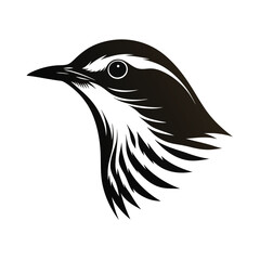 Silhouette profile of a warbler bird head with beak