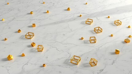 Luxury Marble Background with Gold Shapes for Website Banners and Flyers