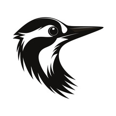 Fototapeta premium Striking woodpecker head silhouette with pointed beak