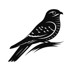 A nightjar bird camouflaged in striking silhouette art