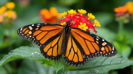 Fototapeta premium A captivating monarch butterfly displaying vibrant colors and graceful wings in nature