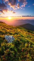 Fototapeta premium Mountainous sunset landscape