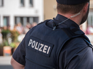 Police Officer in Uniform Managing Public Safety