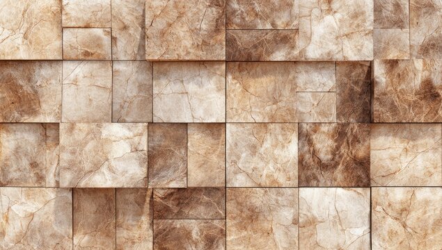 Textured stone wall, outdoor sunlight, geometric pattern, design background - Powered by Adobe