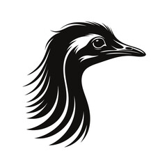 Fototapeta premium Emu head silhouette long neck profile banner advertisement