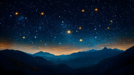 Obraz premium Starry night mountain landscape