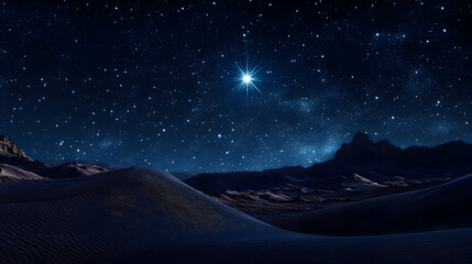 Fototapeta premium Starry night desert landscape