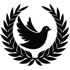 peace dove   circular wreath background vector ico