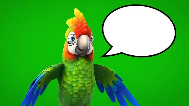 Colorful parrot with a speech bubble, ready to communicate ideas or messages